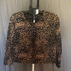 Vintage Vivienne Tam Stylish Black and Tan Print Women's Cropped Jacket